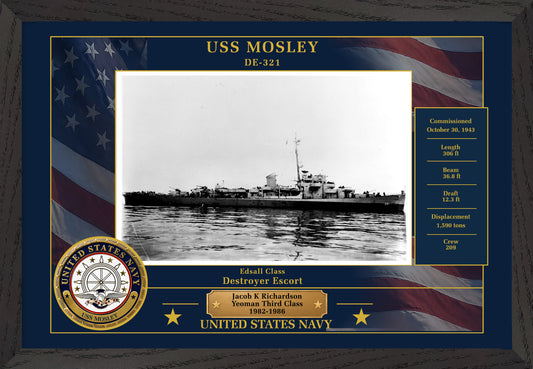 USS Mosley DE-321 Framed Patriotic Photo