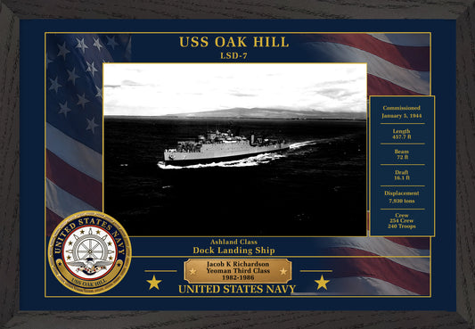 USS Oak Hill LSD-7 Framed Patriotic Photo