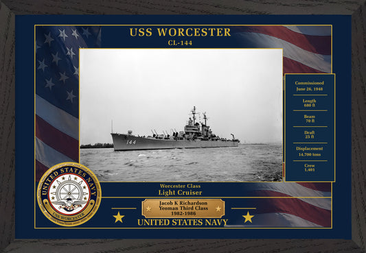 USS Worcester CL-144 Framed Patriotic Photo