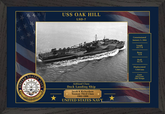USS Oak Hill LSD-7 Framed Patriotic Photo