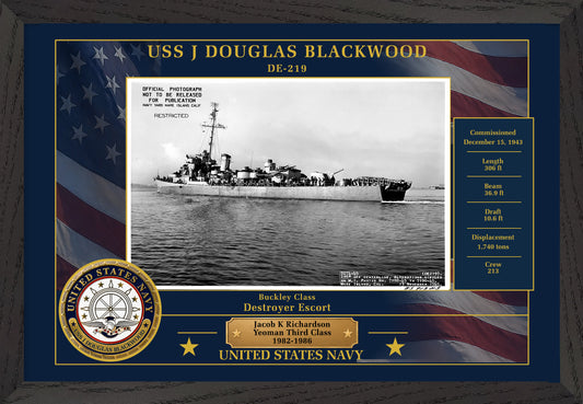 USS J Douglas Blackwood DE-219 Framed Patriotic Photo