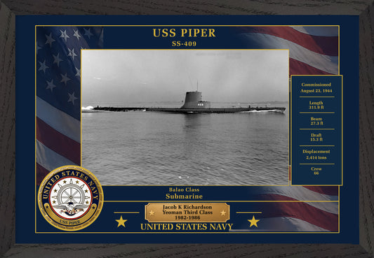 USS Piper SS-409 Framed Patriotic Photo
