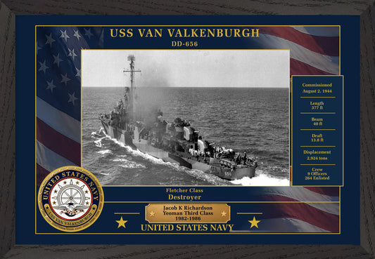 USS Van Valkenburgh DD-656 Framed Patriotic Photo
