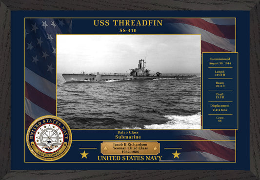 USS Threadfin SS-410 Framed Patriotic Photo