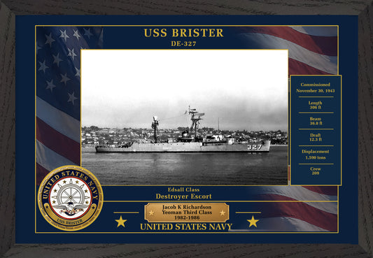 USS Brister DE-327 Framed Patriotic Photo