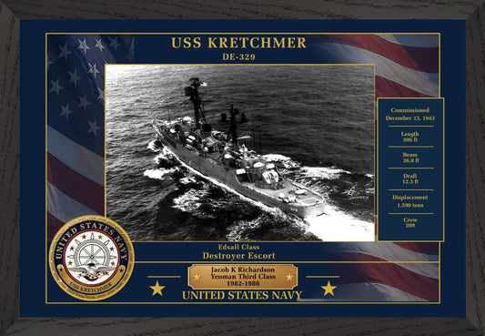 USS Kretchmer DE-329 Framed Patriotic Photo