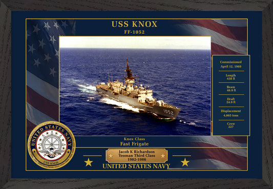 USS Knox FF-1052 Framed Patriotic Photo