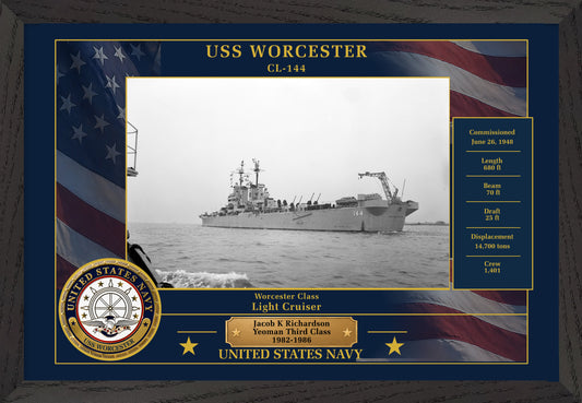 USS Worcester CL-144 Framed Patriotic Photo