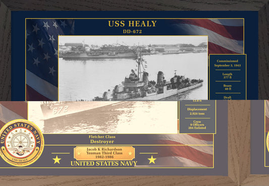 USS Healy DD-672 Framed Patriotic Photo