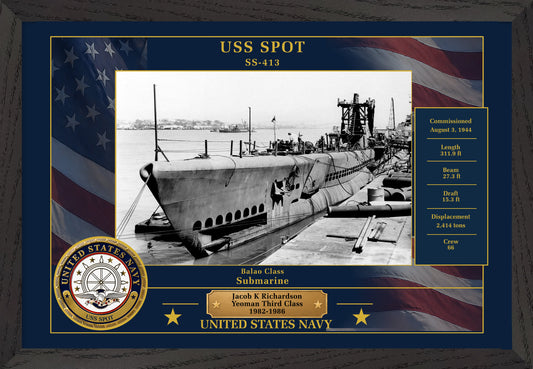 USS Spot SS-413 Framed Patriotic Photo