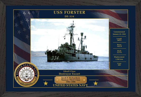 USS Forster DE-334 Framed Patriotic Photo
