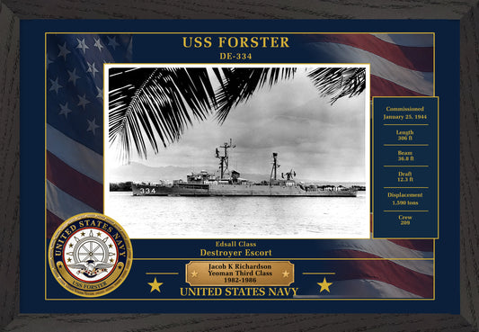 USS Forster DE-334 Framed Patriotic Photo