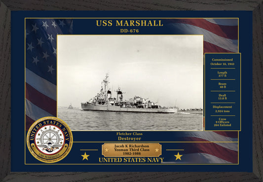 USS Marshall DD-676 Framed Patriotic Photo