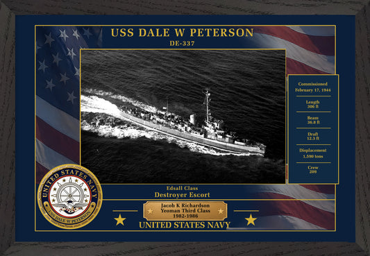 USS Dale W Peterson DE-337 Framed Patriotic Photo