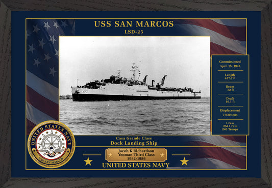 USS San Marcos LSD-25 Framed Patriotic Photo