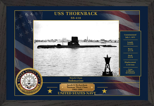 USS Thornback SS-418 Framed Patriotic Photo
