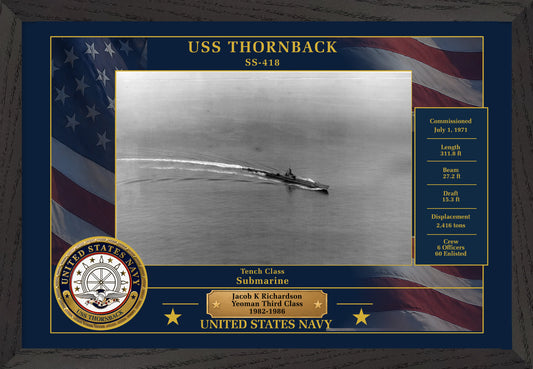 USS Thornback SS-418 Framed Patriotic Photo
