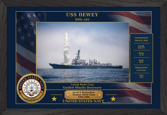 USS Dewey DDG-105 Framed Patriotic Photo
