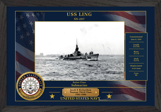 USS Ling SS-297 Framed Patriotic Photo