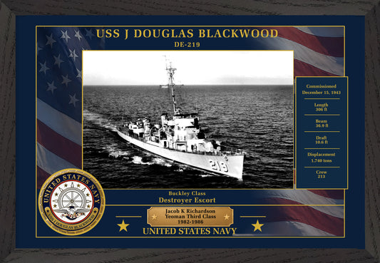 USS J Douglas Blackwood DE-219 Framed Patriotic Photo