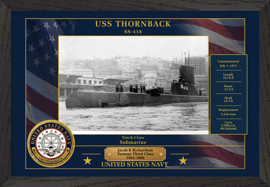 USS Thornback SS-418 Framed Patriotic Photo