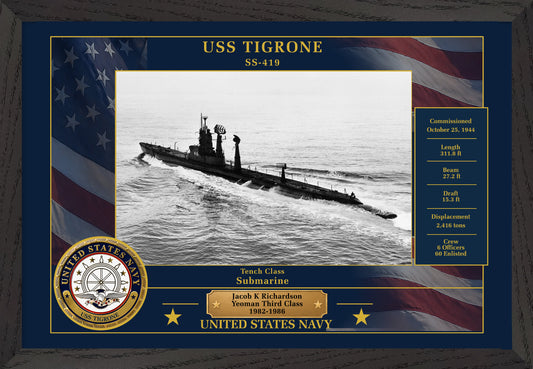 USS Tigrone SS-419 Framed Patriotic Photo