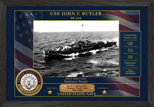 USS John C Butler DE-339 Framed Patriotic Photo