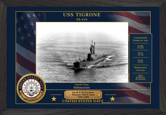 USS Tigrone SS-419 Framed Patriotic Photo