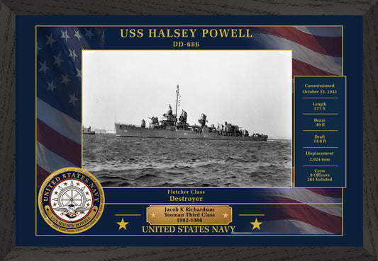 USS Halsey Powell DD-686 Framed Patriotic Photo