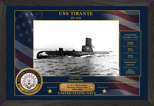 USS Tirante SS-420 Framed Patriotic Photo
