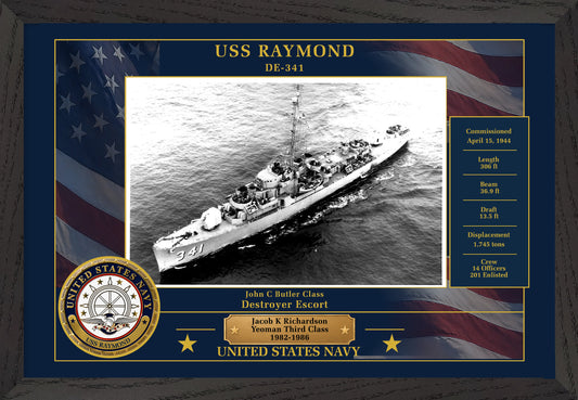 USS Raymond DE-341 Framed Patriotic Photo