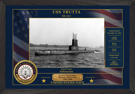 USS Trutta SS-421 Framed Patriotic Photo