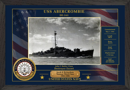 USS Abercrombie DE-343 Framed Patriotic Photo