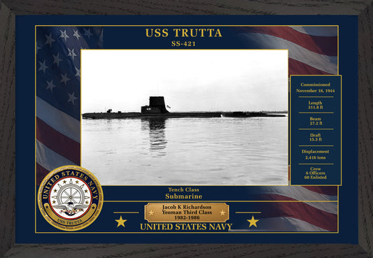 USS Trutta SS-421 Framed Patriotic Photo