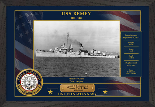 USS Remey DD-688 Framed Patriotic Photo