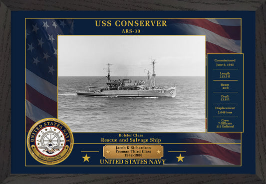 USS Conserver ARS-39 Framed Patriotic Photo