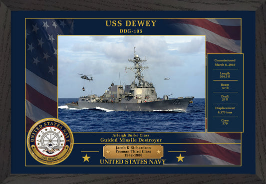 USS Dewey DDG-105 Framed Patriotic Photo