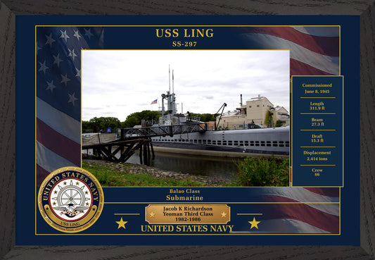 USS Ling SS-297 Framed Patriotic Photo