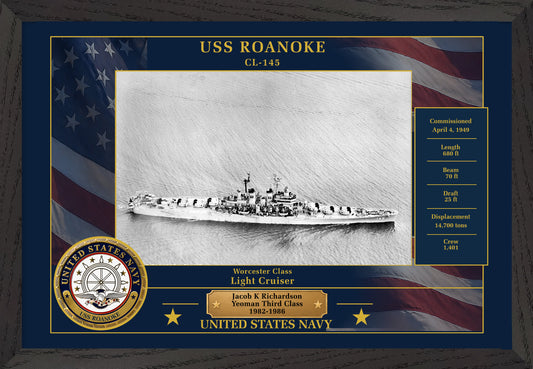 USS Roanoke CL-145 Framed Patriotic Photo