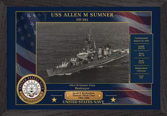 USS Allen M Sumner DD-692 Framed Patriotic Photo