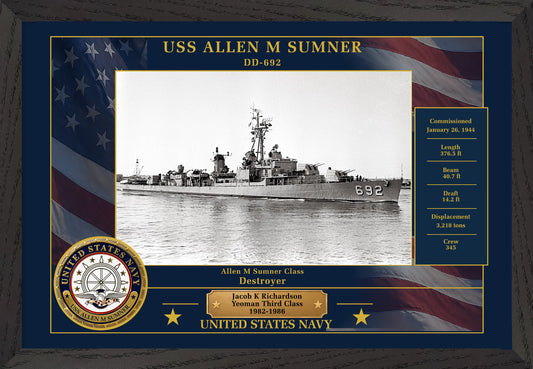 USS Allen M Sumner DD-692 Framed Patriotic Photo