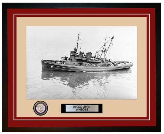 USCGC LIPAN WMEC 85 Framed Coast Guard Ship Photo Burgundy 61WMEC85