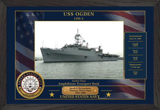 USS Ogden LPD-5 Framed Patriotic Photo