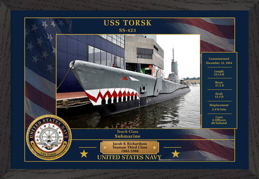 USS Torsk SS-423 Framed Patriotic Photo