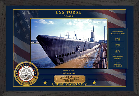 USS Torsk SS-423 Framed Patriotic Photo