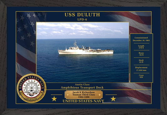 USS Duluth LPD-6 Framed Patriotic Photo