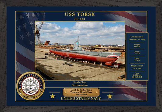 USS Torsk SS-423 Framed Patriotic Photo