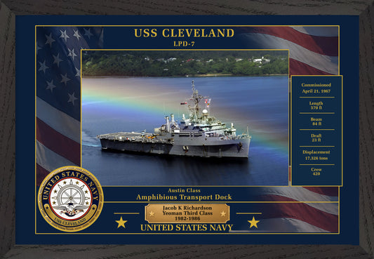 USS Cleveland LPD-7 Framed Patriotic Photo