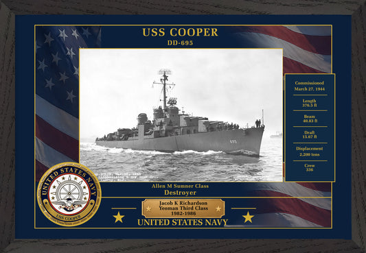 USS Cooper DD-695 Framed Patriotic Photo