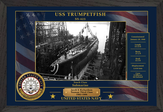 USS Trumpetfish SS-425 Framed Patriotic Photo